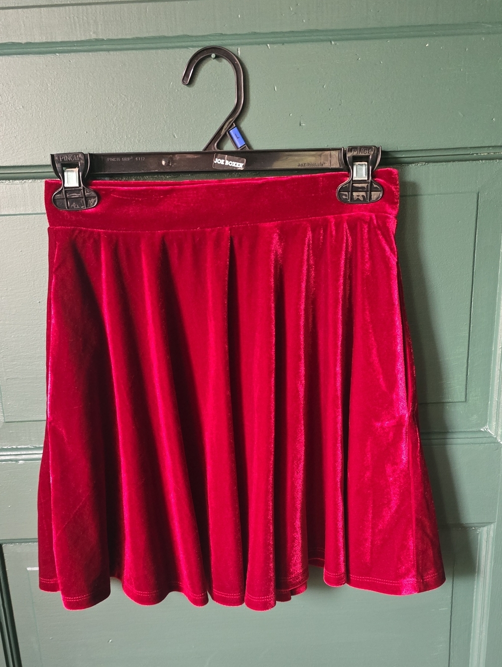 Hot Topic Red Velvet Skater Skirt